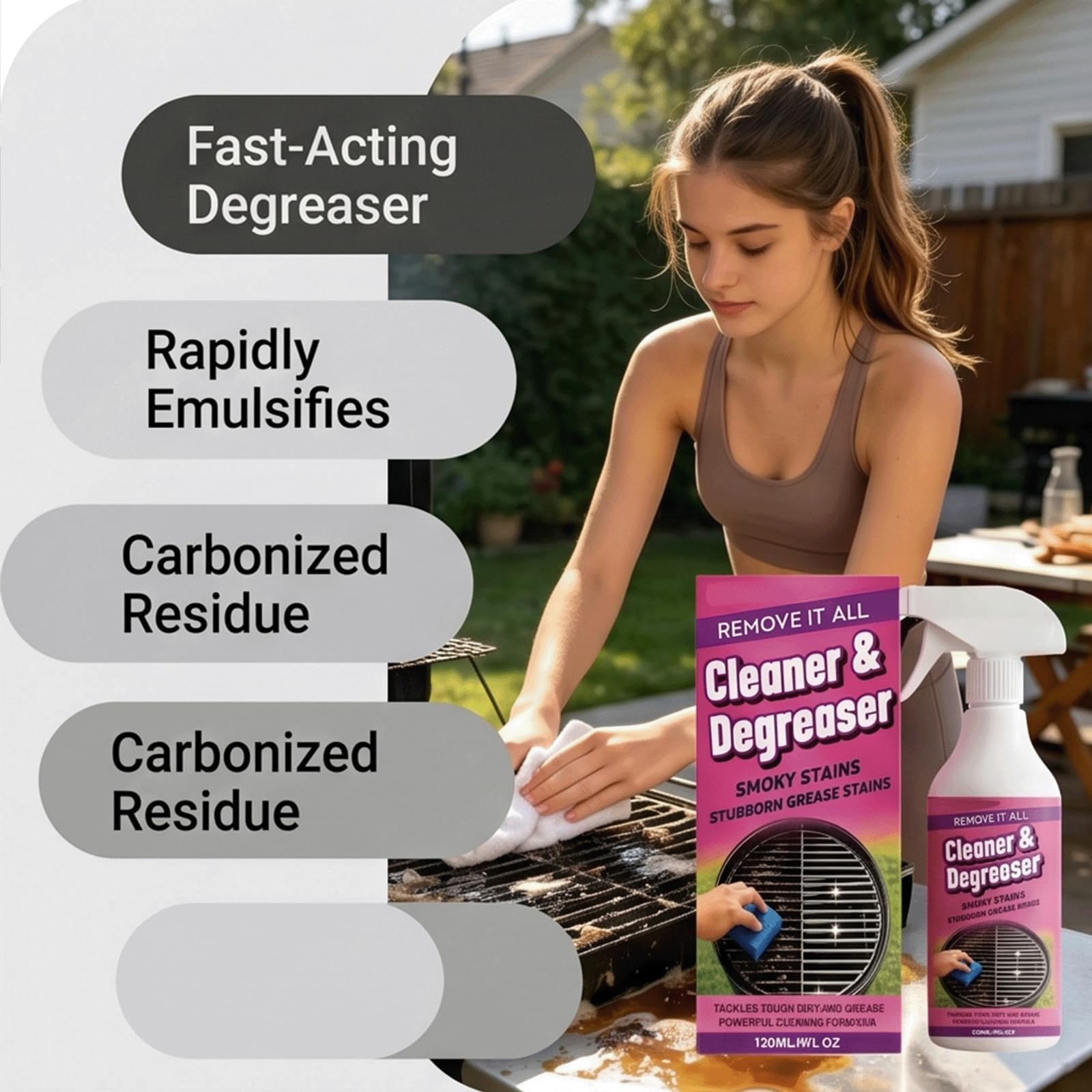Szybko działający, wytrzymały spray do odtłuszczania grilla, wytrzymały środek do czyszczenia grilla BBQ, profesjonalnie wytrzymały BBQ Reiniger & Degreaser gril Cleaner Heavy Duty Spray (5 szt)