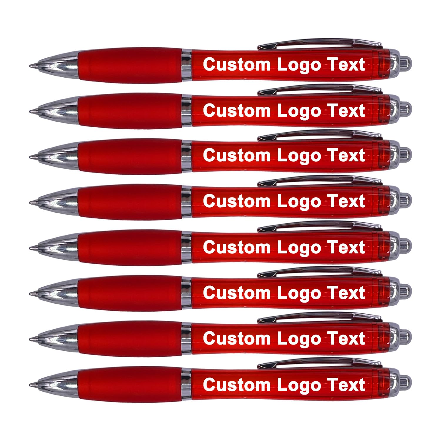 HEYZARDA Personalized Pens with Name Custom Text Logo Retractable Customized Ballpoint Pens for Church Office Business 50 Pcs, Red