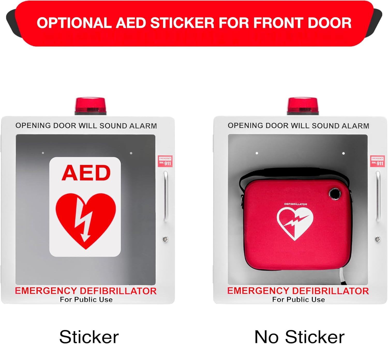 AED Defibrillator Wall Mount Cabinet | Optional Alarm & Lock | Durable Steel Frame | Fits Most Brands of AED's for Public Spaces or Home (White)(AED NOT Included)