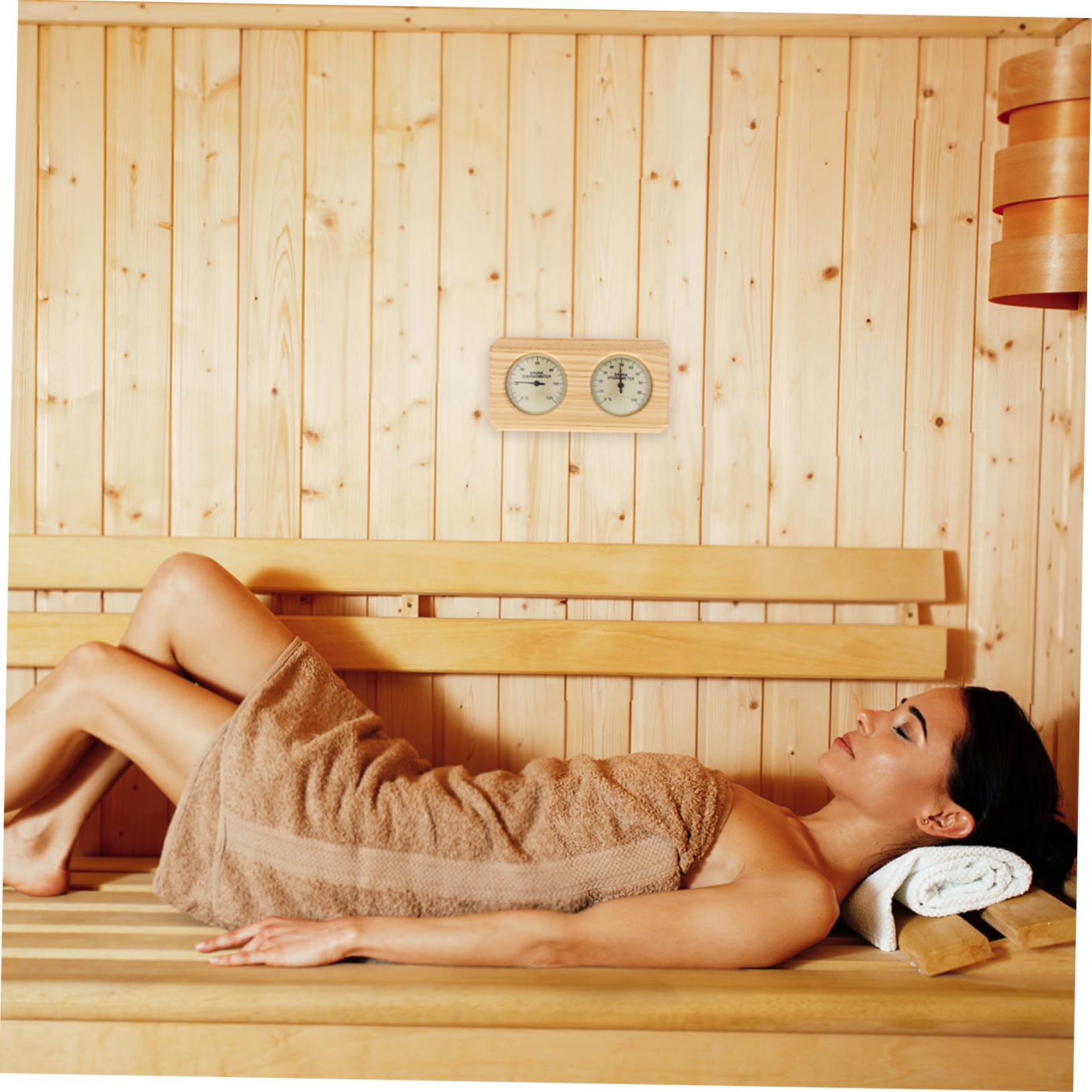 NUOBESTY Termometro Sauna Igrometro da Parete in Legno, ABS e Rame