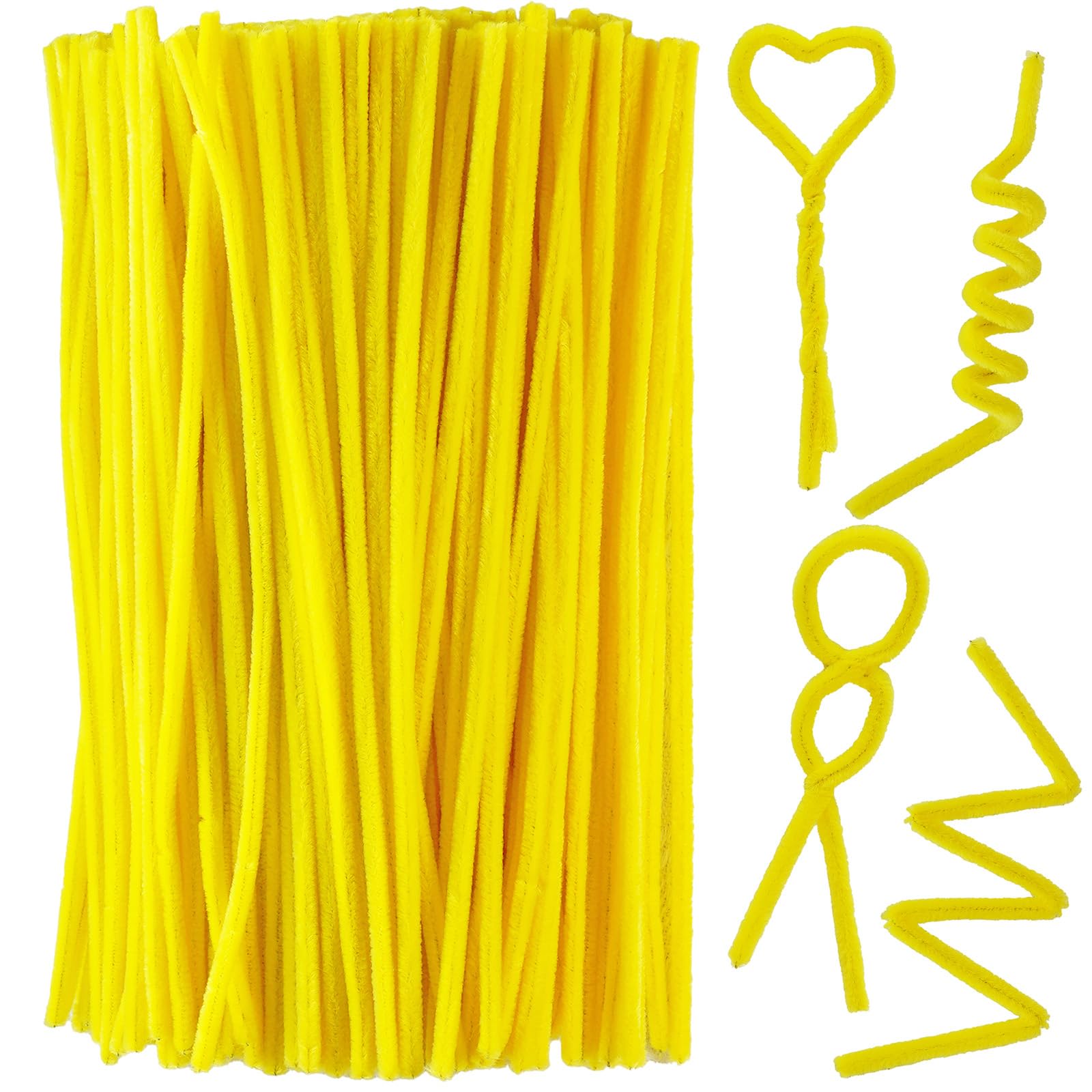 Qirimoi Yellow Pipe Cleaners Craft Pipe Cleaners Bulk Pipecleaners Crafts Supplies，200Pcs Yellow