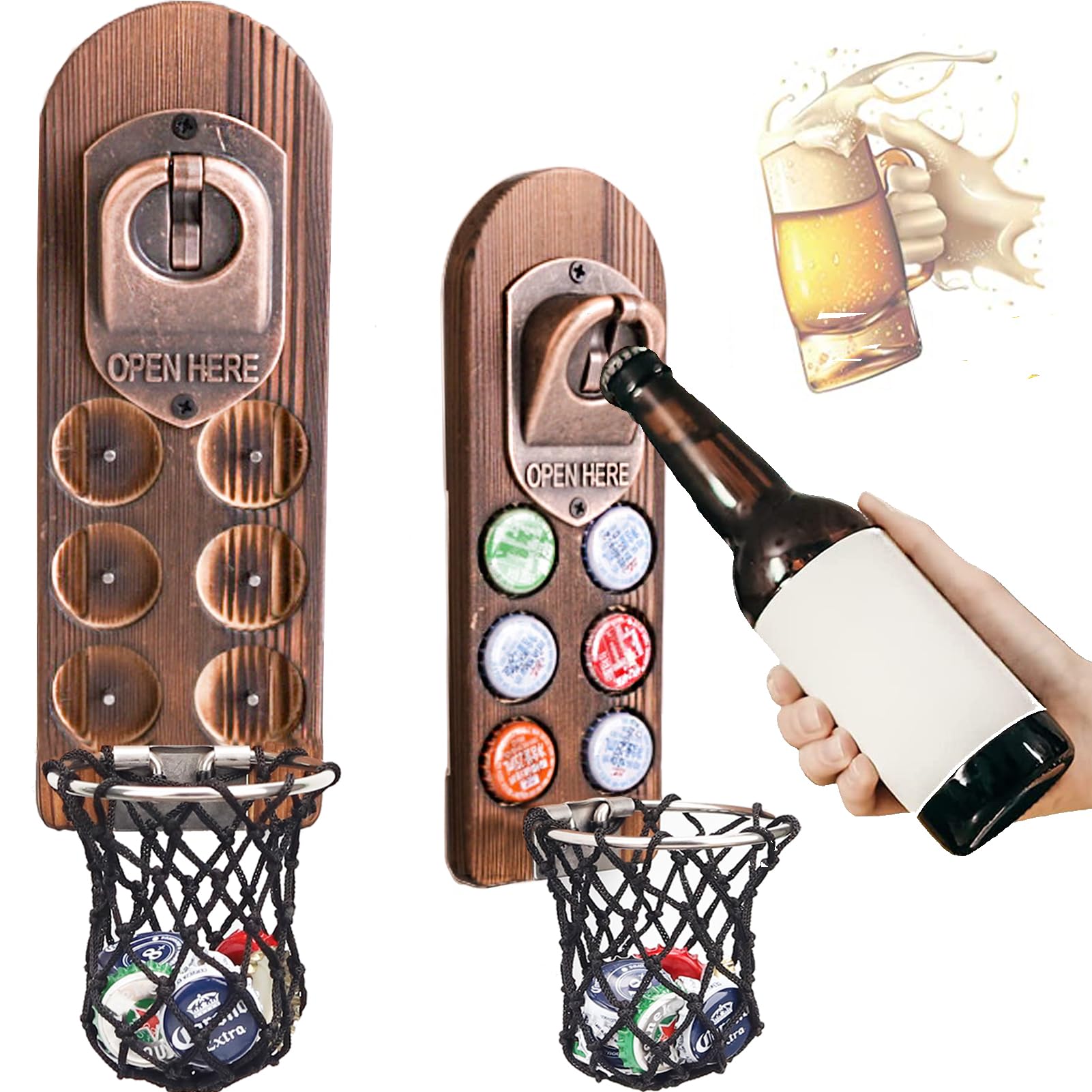 Portabottiglie In Legno Naturale Con Manico Per 6-8 Birre - Regalo Per Appassionati Di Birra Con Apribottiglie Integrato, Personalizzabile, Prodotto In Austria