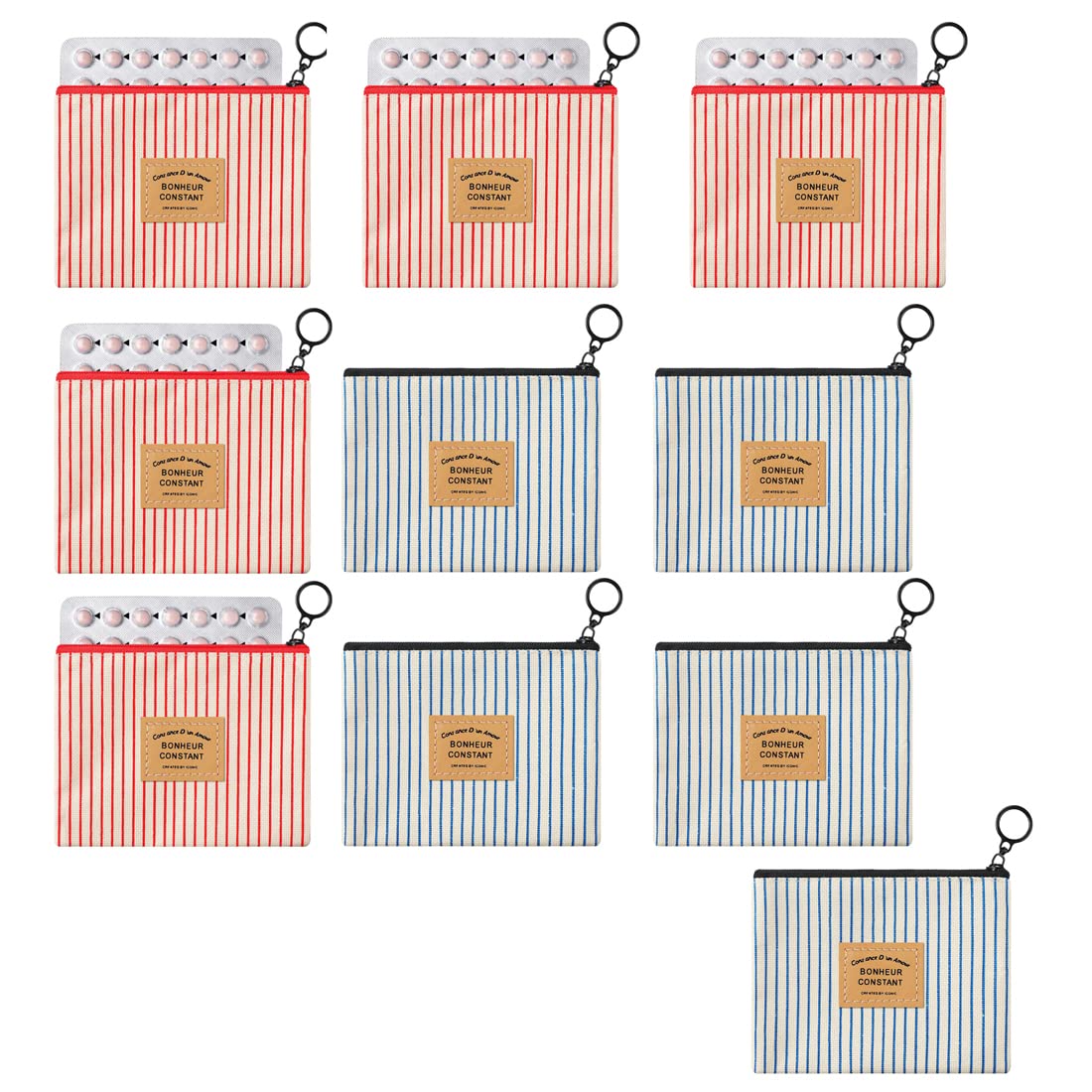 ExceforeExcefore Small Coin Purse - 10 Pcs Canvas Zipper Pouch for Women, Changes and Cards Holder, Squeeze Pouch for Credit Card, ID Card, Jewelry, Keys