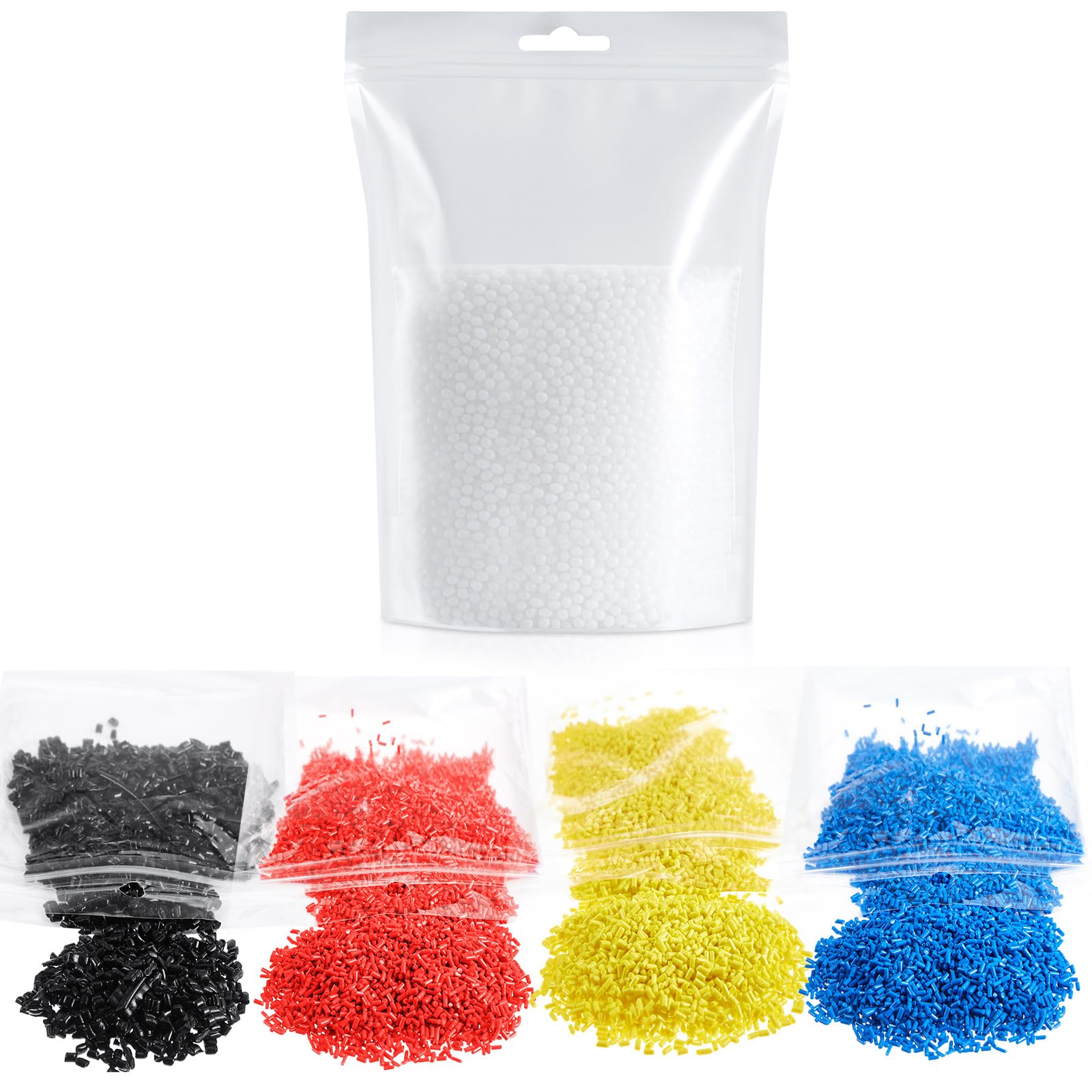 14.1 oz Color Meltable Plastic Pellets for Moldable Plastic Beads Red, Yellow, Blue, Black, White Reusable Thermoplastic Beads for Crafts DIY Cosplay Repair Modeling and Halloween Vampire Teeth