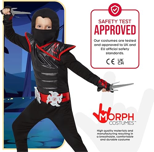 Vista 5 de Morph Boys Ninja Costume Kids Ninja Costume Ninja Costume Kids 6-8 Ninja Costume Kids 4-6 Ninja Outfit Ninja Mask Kids