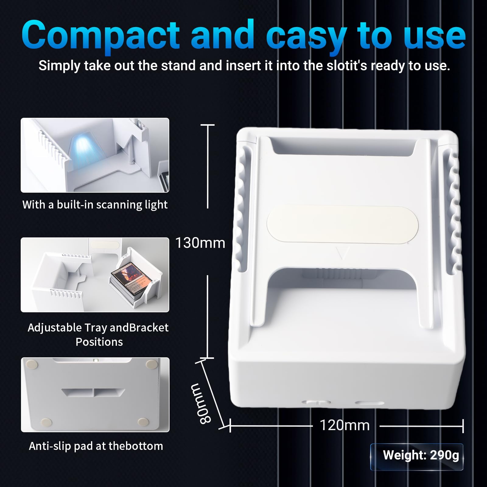 Soporte para escáner de tarjetas de intercambio, MTG y TCG con luz LED y base magnética, escaneo rápido y comprobación de precios, tarjetas coleccionables sin manga