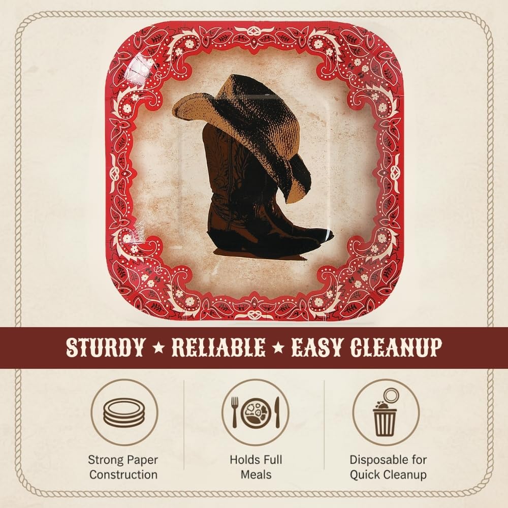 Lot De 4 Assiettes à Salade Cowboy Ranch - Beige Motif Corde - 8,5 Pouces - Neuves