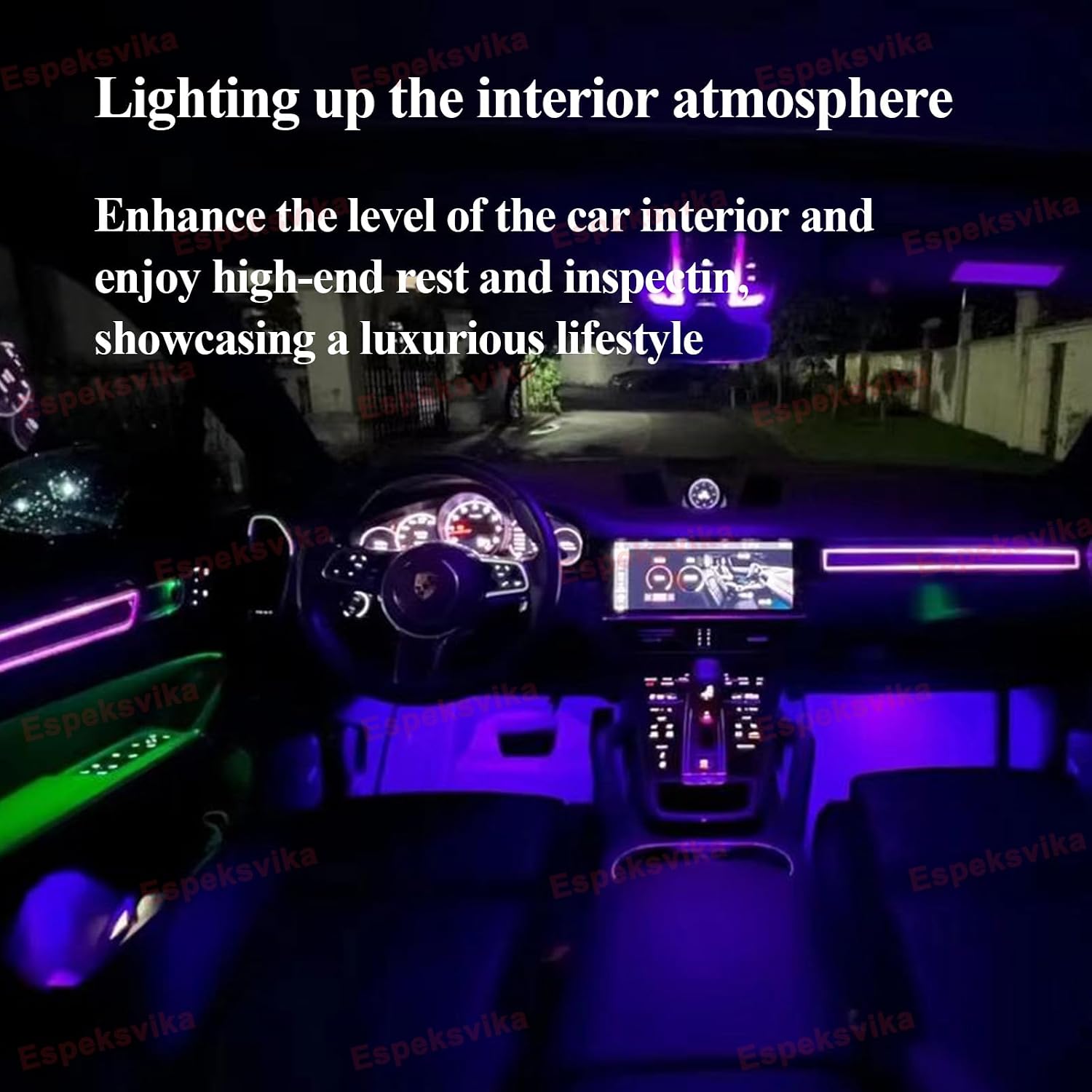 26 in 1 LED Car Dreamcolor Dynamic Ambient Lighting Kits for Porsche Cayenne 2010-2017, Interior Car Neon Lights Accessories Atmosphere Sound Active Music Sync Button Wireless APP and AI Voice Control