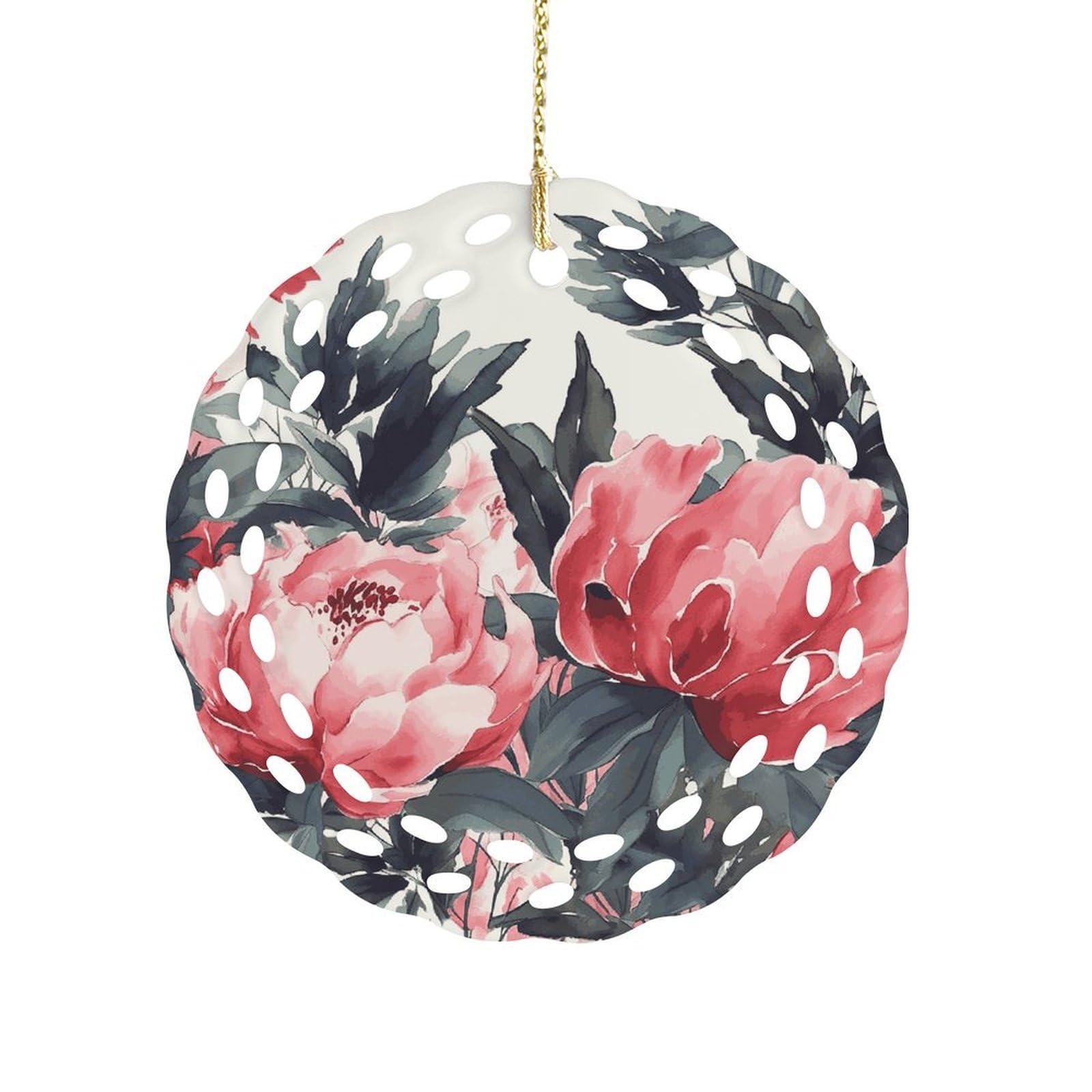 Peonies Spring Christmas Ornament Holiday Hanging Decoration Xmas Tree Keepsake Personalized Xmas Tree Ornament Round Ceramic Ornaments for Keepsake Gifts Ideas Home Decor