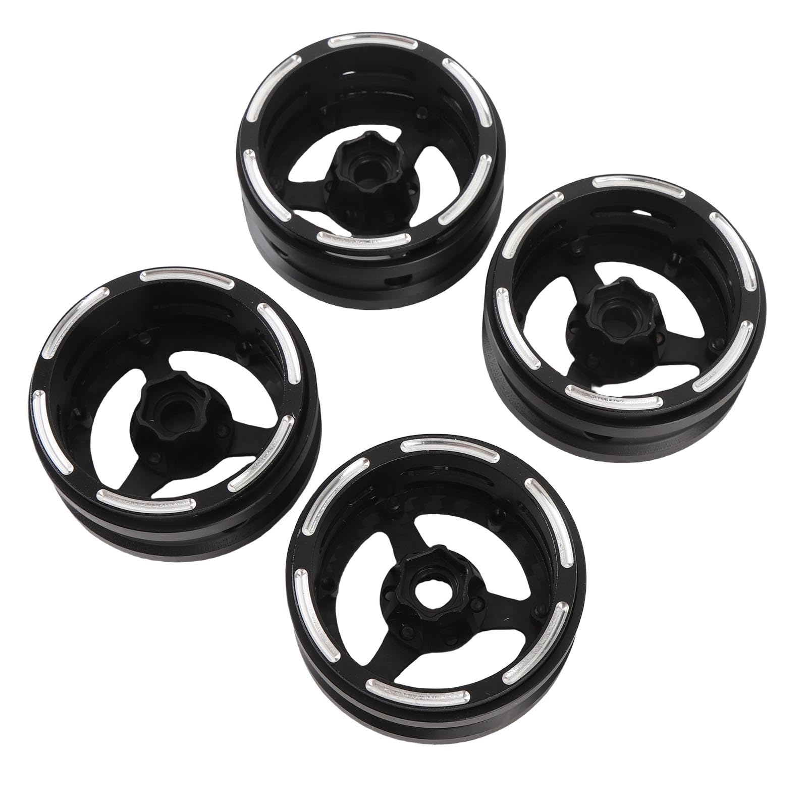 Generic Cerchione RC, Cerchio RC a 3 Razze Leggero in Fibra di Carbonio da 1,9 Pollici, Posteriore in Lega di Alluminio CNC con di Rapido Pneumatici per Cingolato SCX10 D90 Capra 1/10