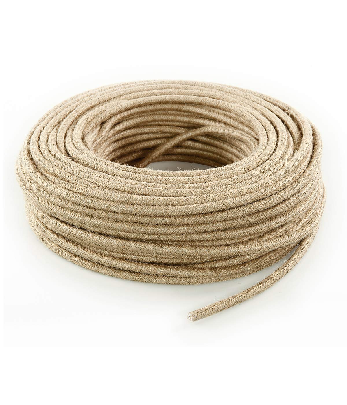 Cavo Elettrico Tondo/Rotondo Rivestito in Tessuto. Colore Juta. Sezione 3x1.50 (20 Metri)