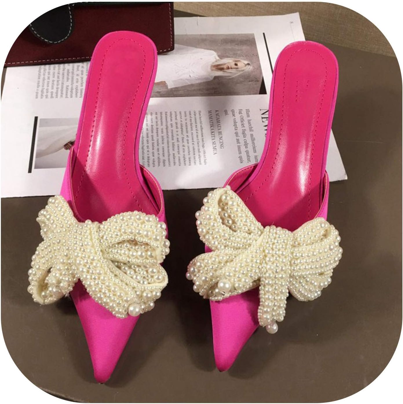 Women Mules Slippers Med Heel Sandals Summer Slip On Slides Brand Butterfly Loafers Flip Flops Shoe
