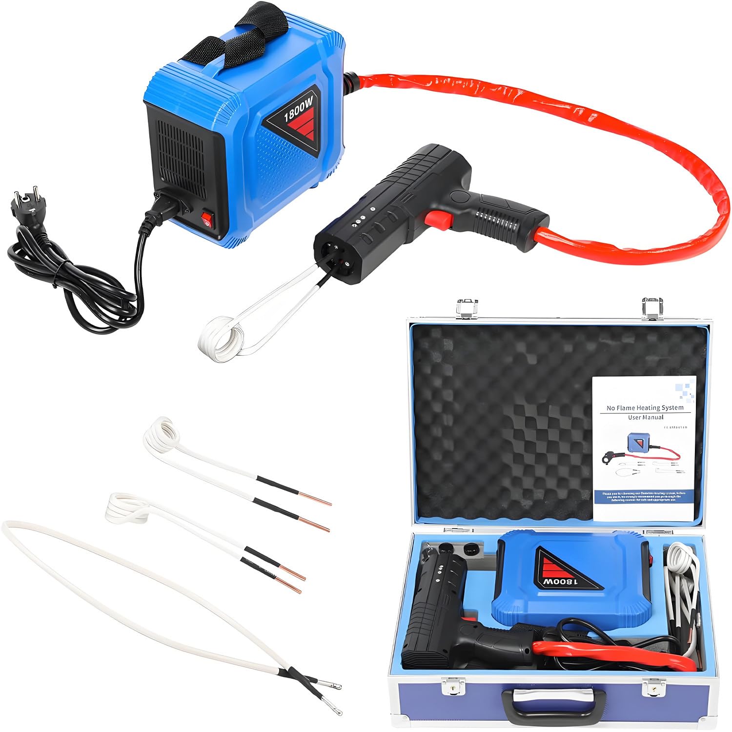 GLBMXDD Induction Heater Bolt Removal,1800W Hand Held Magnetic Flameless Induction Heater, With 4 Coils,For Rusty Screw Removing,Nuts, Bolts, Bearings