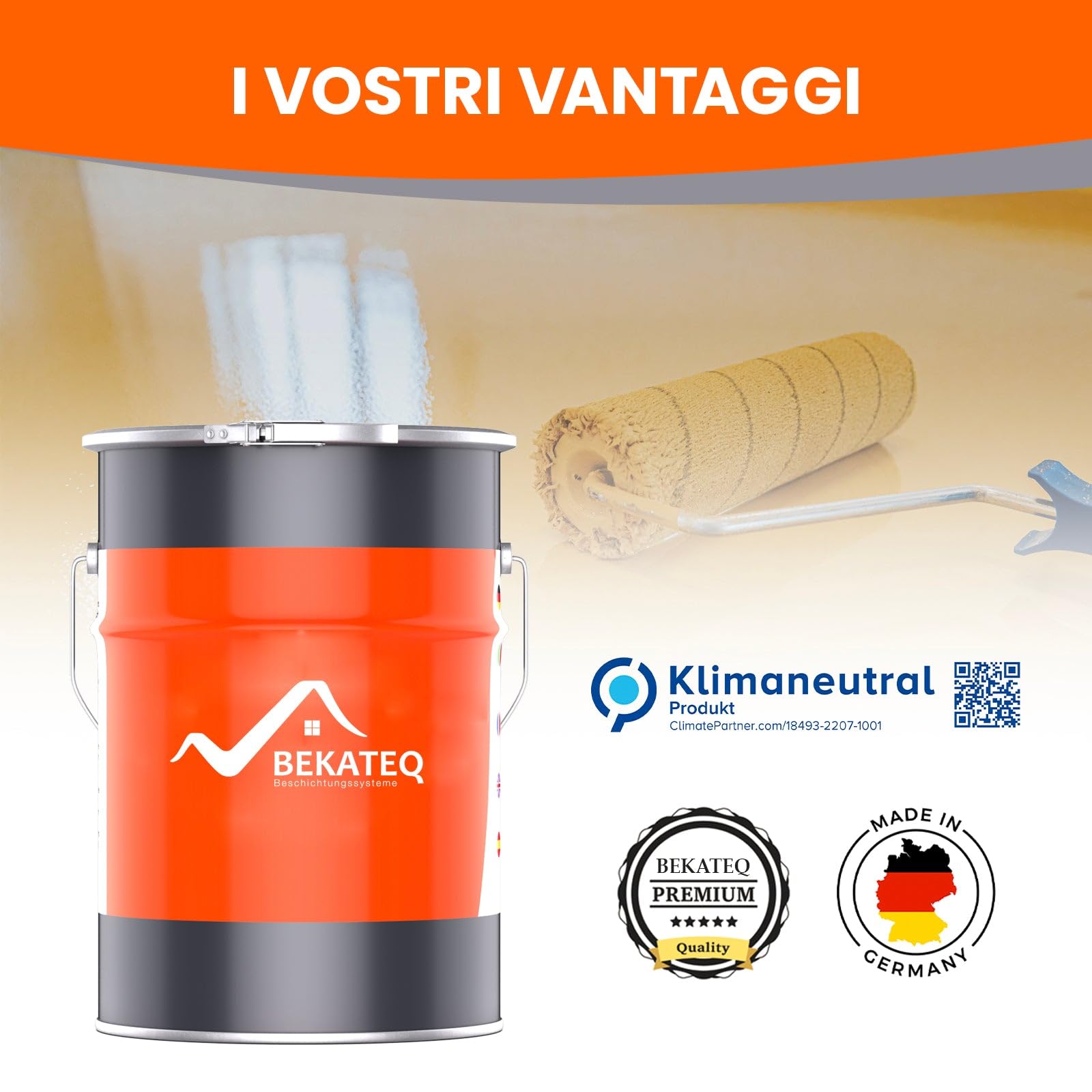 BEKATEQ 1C PU Sigillante 10kg incolore per calcestruzzo, legno, piastrelle, rivestimento epossidico, pavimentazione in pietra interni & esterni - Resistente ai raggi UV, all'acqua e al gelo - BK-635PU