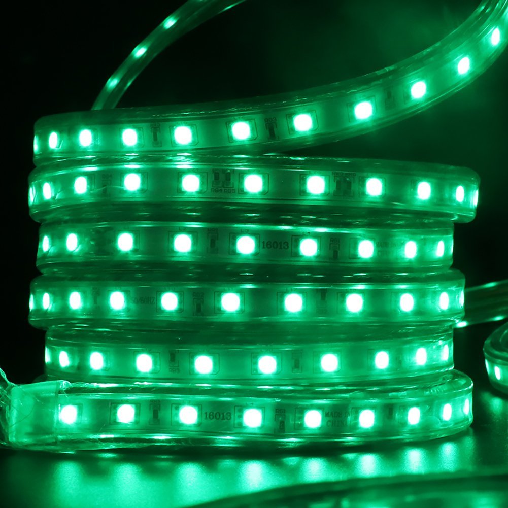 XUNATA LED Strip Lights, Remote Control RGB LED Rope Light, Flexible, Dimmable, Waterproof AC 110-130V 60 LEDs/M 5050 SMD LED Tape Light, for Home Ourdoor Building Decoration(26.2ft)