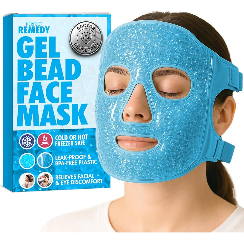 Perfect Remedy Face Ice Pack, Reusable Hot & Cold Ice Face Mask, Gel Compress for Helping with Puffy Eyes and aiding in Conditions of Swelling, Facial Spa Cooling Mask for Women and Men (Green)