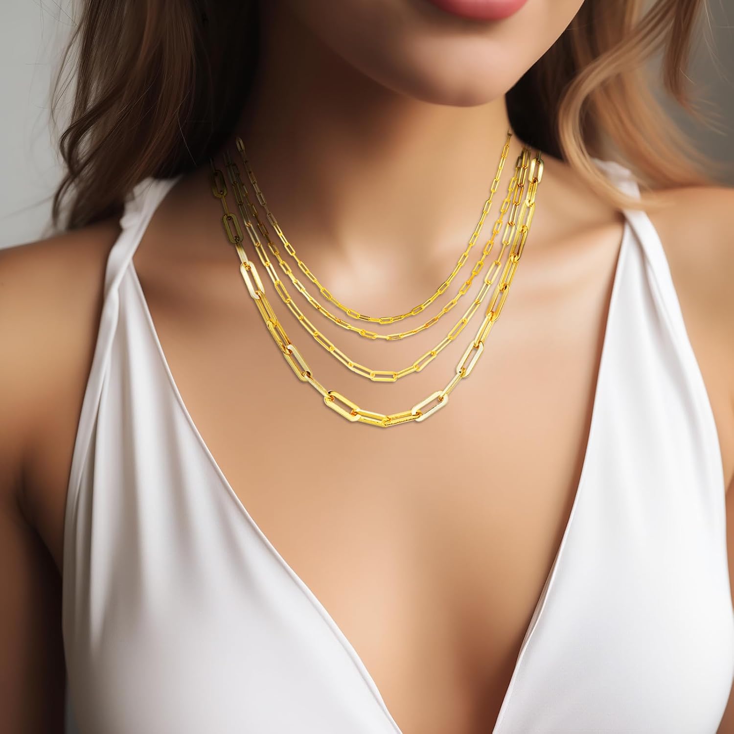 Gold Paperclip Necklace for Women, 1.8/2.2/3.0/4.5mm Wide S925 Sterling Silver Paperclip Chain, Adjustable Gold Necklace Chain for Men - Image 2