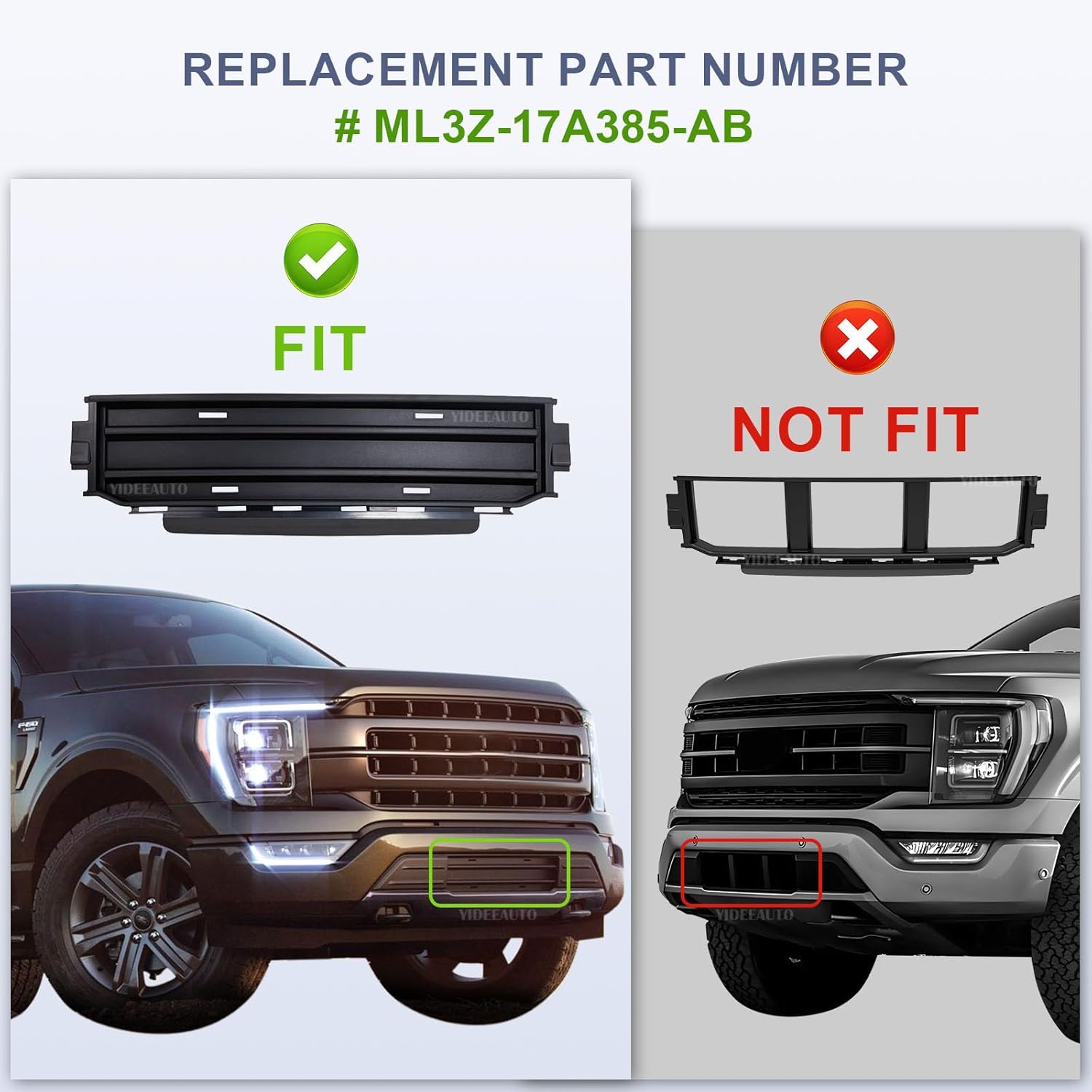 License Plate Bracket for 2021 2022 2023 Ford F-150 Accessories, Front Bumper Mount Frame Holder No-Drill fits 3.3L 5.0L ML3Z-17A385-AB FO1068185