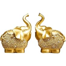 Luck Elephant Decor Set Gifts for Women Feng Shui Resin Couple Elephant Statue for Living Room,Table Centerpiece,Shelf,Office