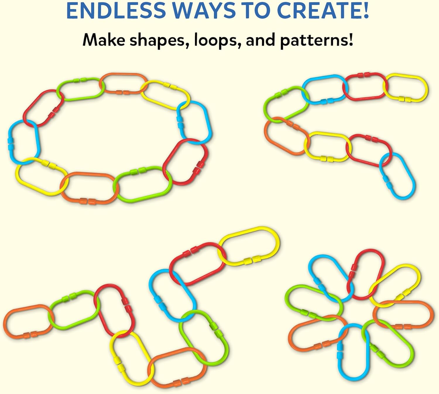 Skillmatics Connectable Learning Link Toy for Toddlers – Fun & Educational Snap-Together Toy for Fine Motor Skills, Hand-Eye Coordination & Early Learning, Gift for Ages 10–24 Months, Set of 15 Links