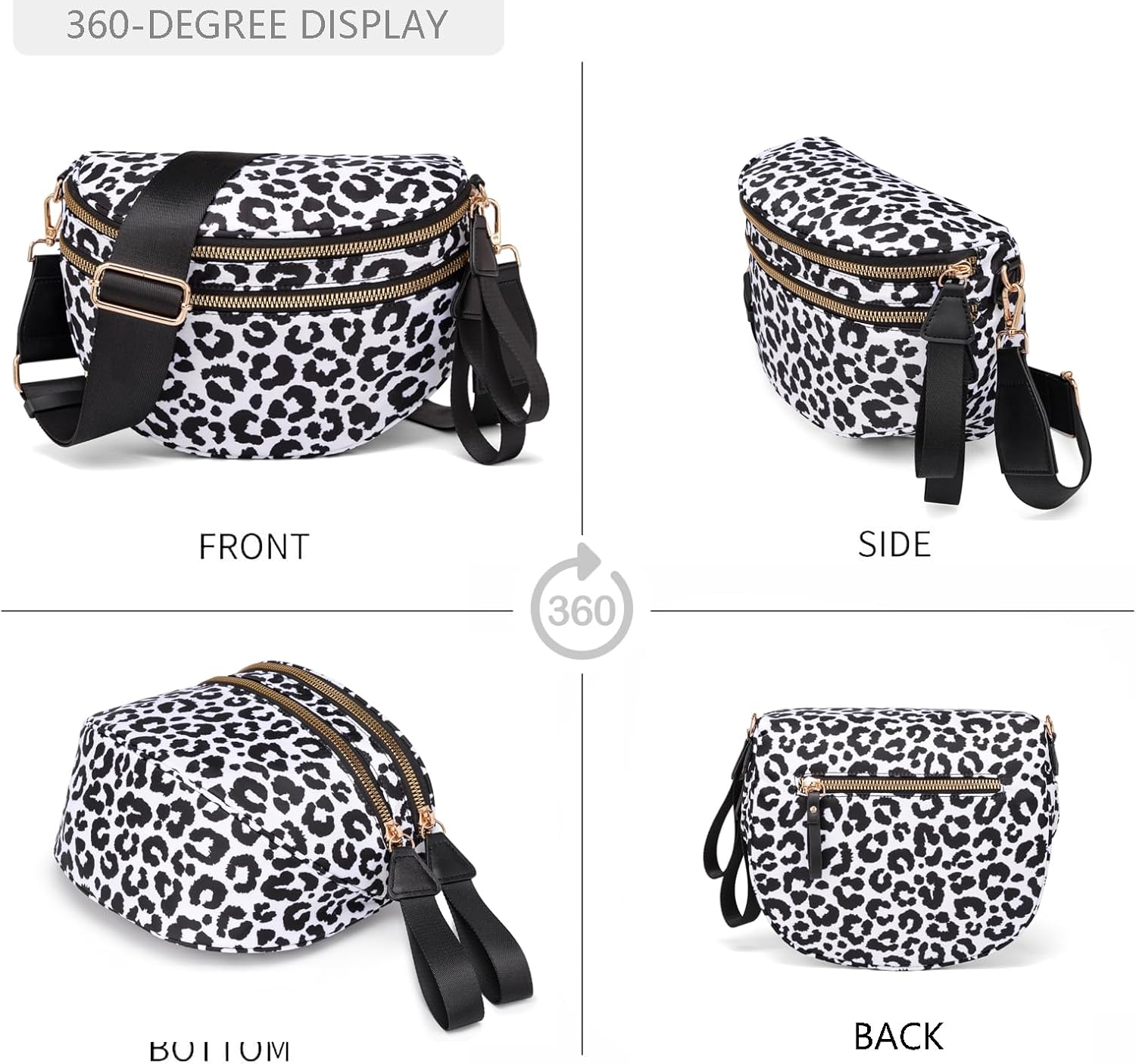 Pure Colour Crossbody Bum Bags for Women Spacious Checkered Cross body Bag Nylon Trendy Fanny Pack for Travel - Image 6