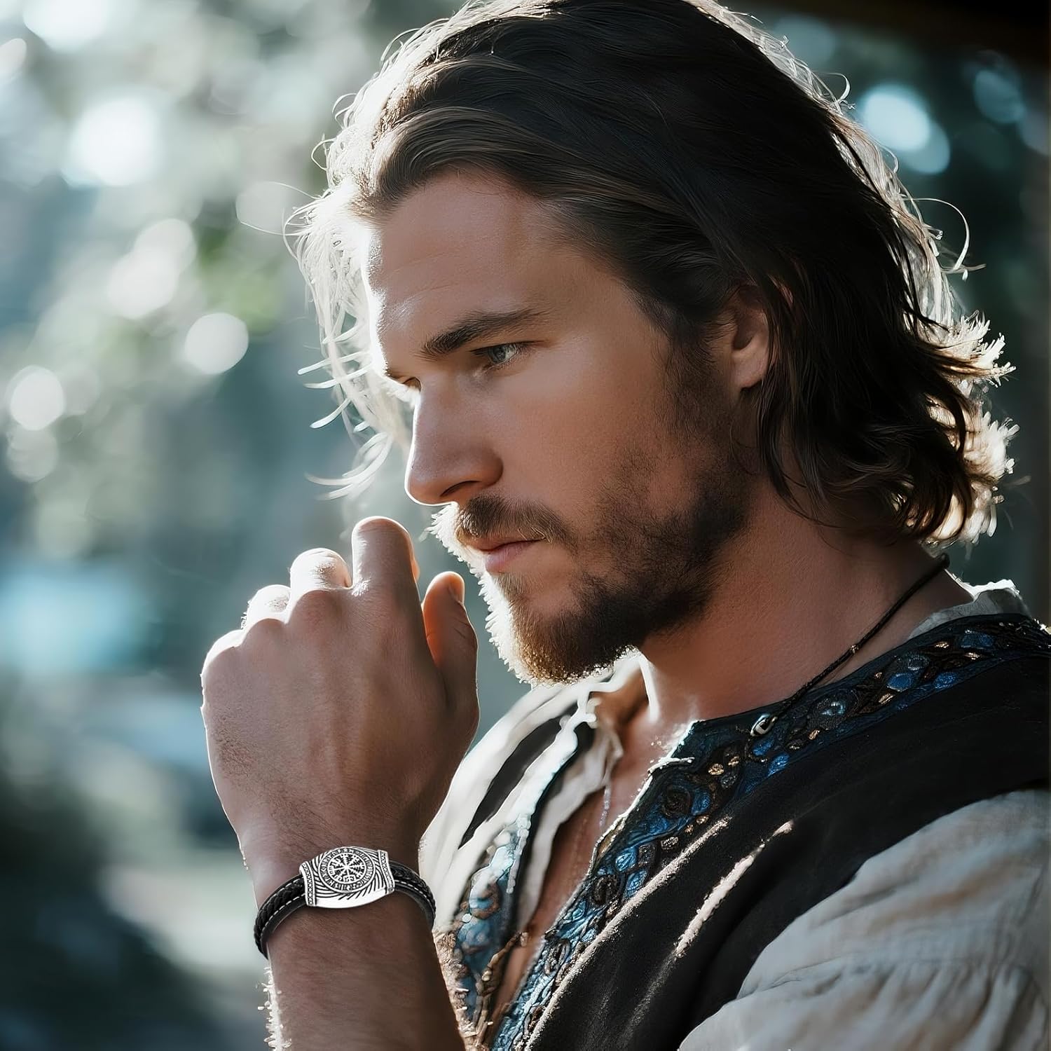 OIDEA Mens Viking Compass Leather Bracelet: Viking Rune Celtic Knot Bracelets for Men Stainless Steel Cuff Bracelet with Clasp Norse Amulet Jewelry Gifts - Image 2