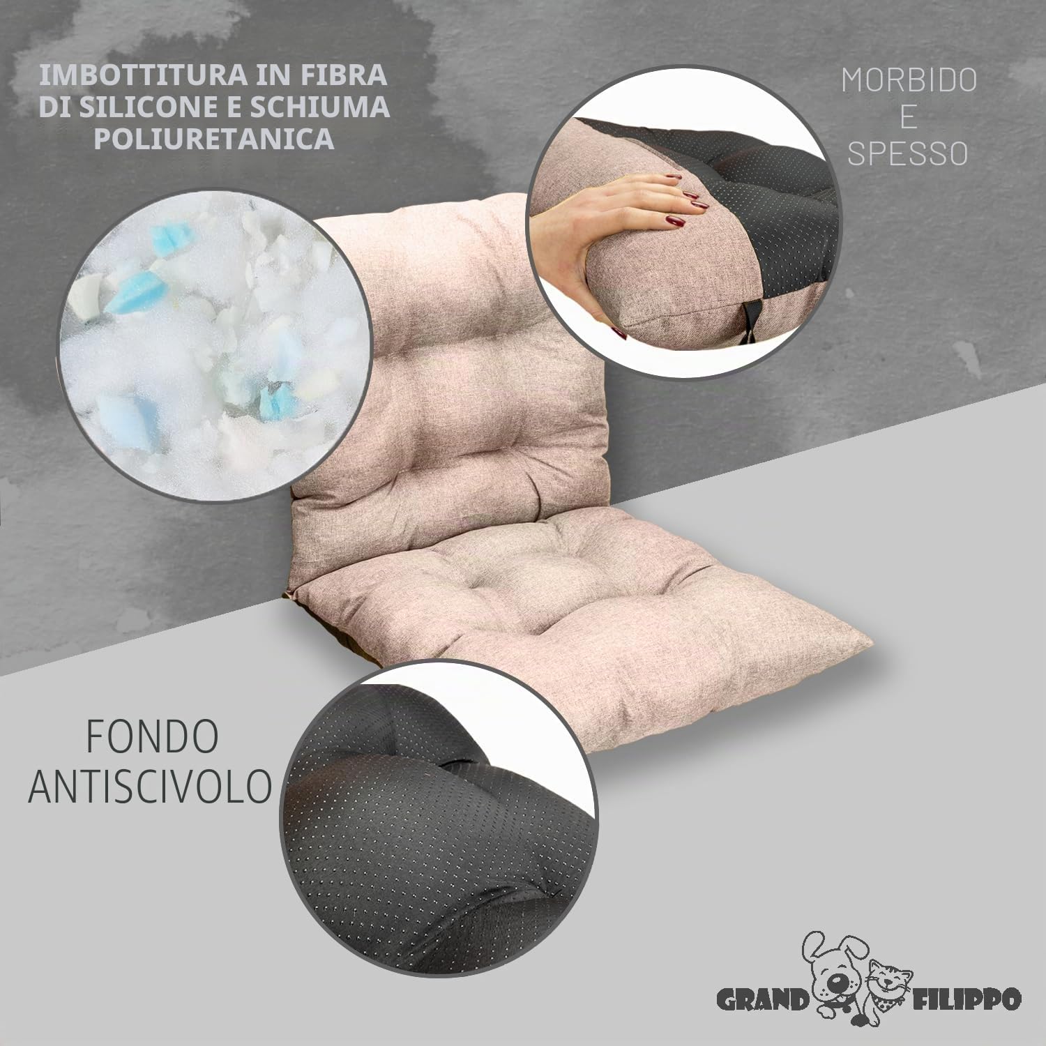 Cuscini Per Sedie Da Esterno Con Schienale 50 x 50 cm (1 Pezzo) - Cuscino Per Sedie Da Giardino - Cuscini Da Esterno Impermeabili Con Corde Di Fissaggio - Beige