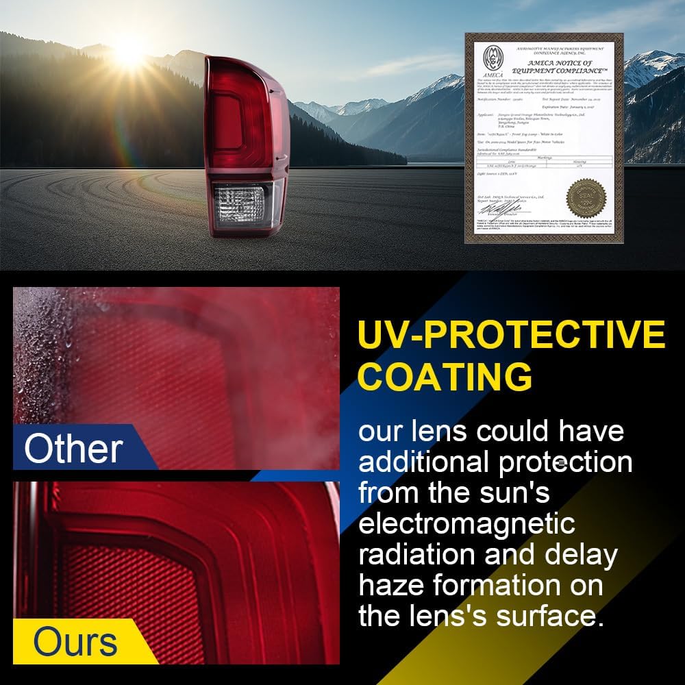 GRAND ORANGE TRD PRO Tail Light Assembly Rear Lights Brake Lamp Compatible with Toyota Tacoma 2016 2017 2018 2019 2020 2021 2022 2023 Right Red Lens Black Housing 8156004170