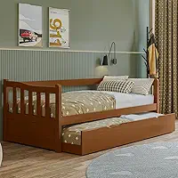 Sofá Cama Merk De Madeira Com Cama Auxiliar De Solteiro (Castanho)