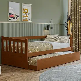 Sofá Cama Merk De Madeira Com Cama Auxiliar De Solteiro (Castanho)