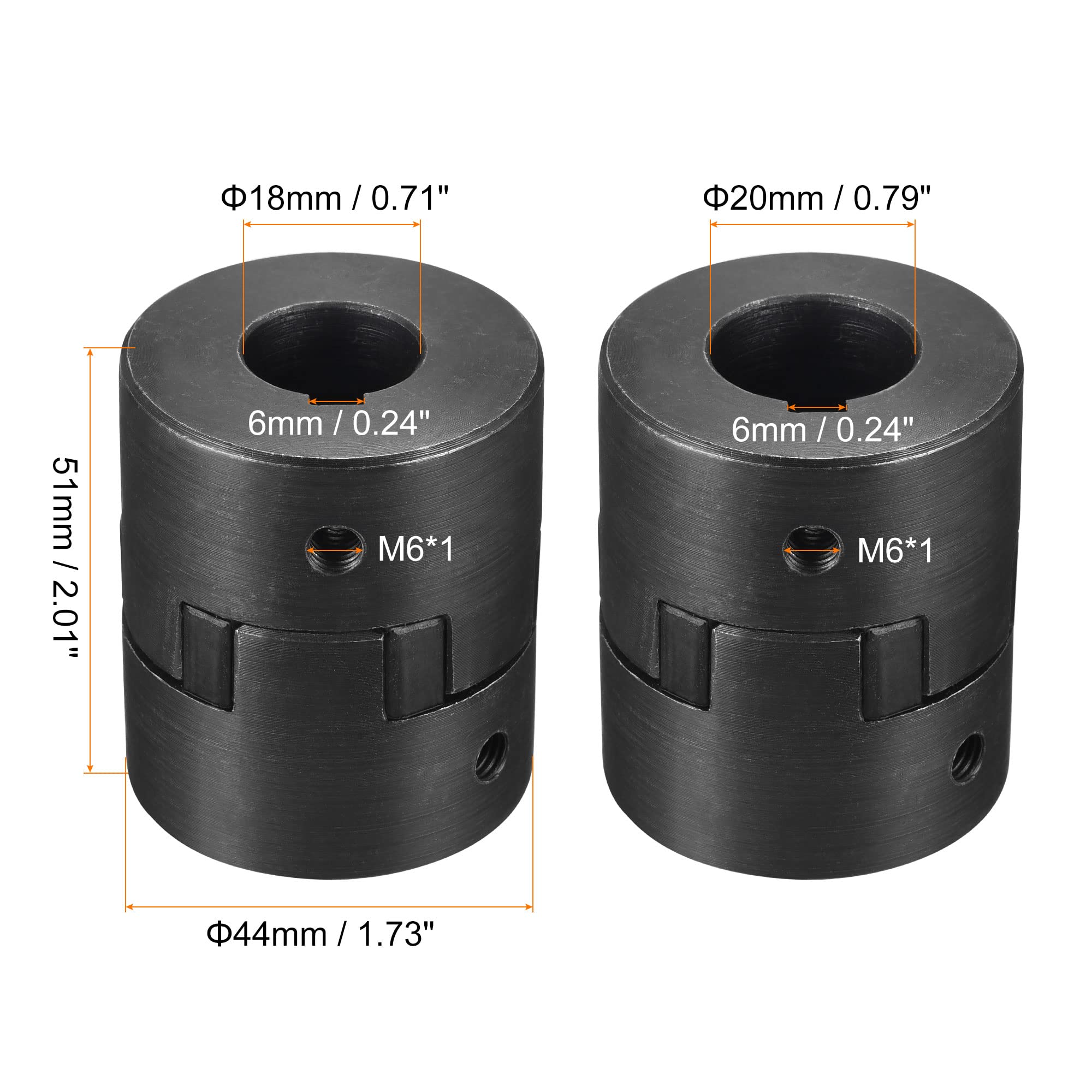 sourcing map Flexible Kupplungswelle 18 mm bis 20 mm 51 mm x 44 mm Motorkupplungsgelenk