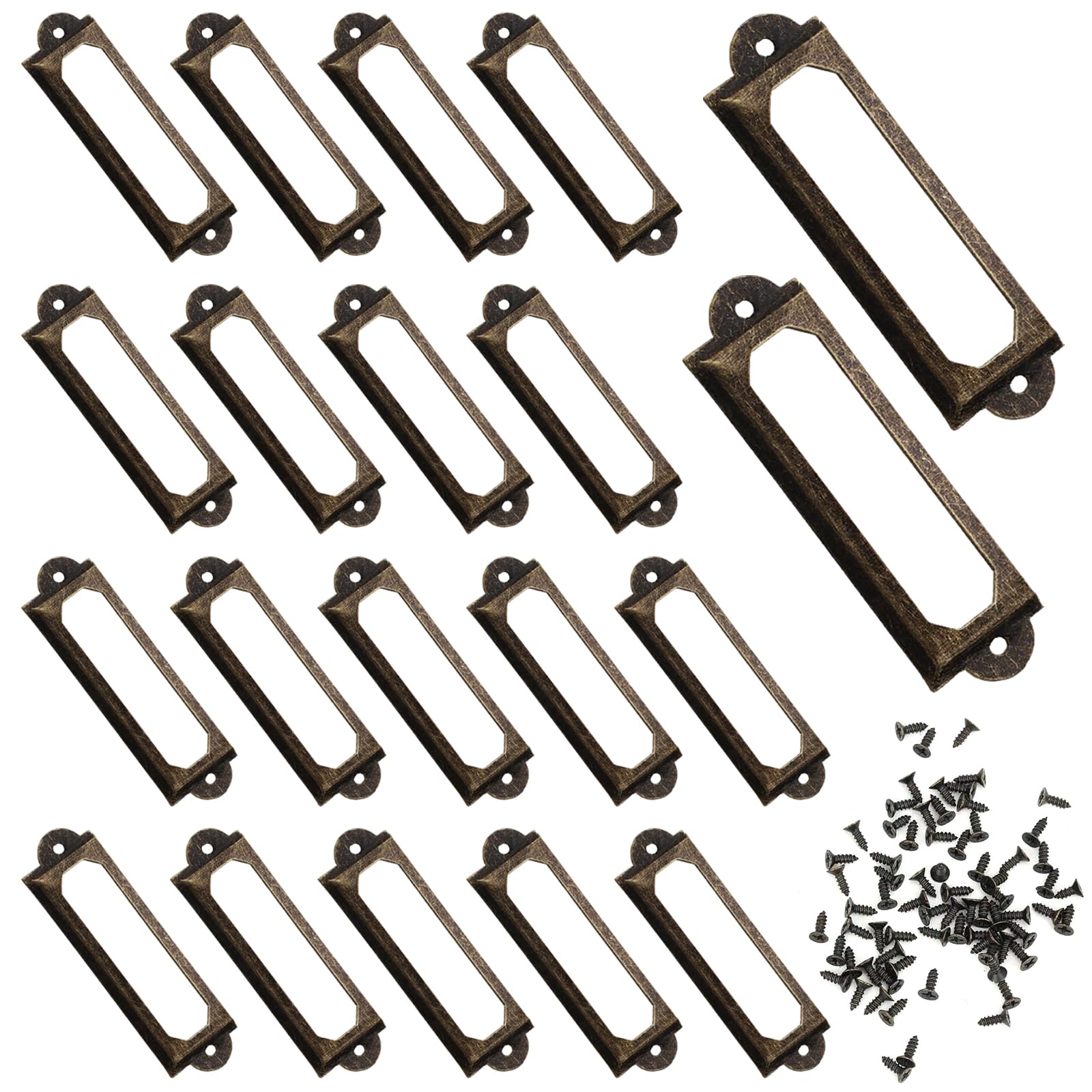 VBSYUYQ 20 Pack Antique Bronze Label Holders with Screws for Drawer Cabinet
