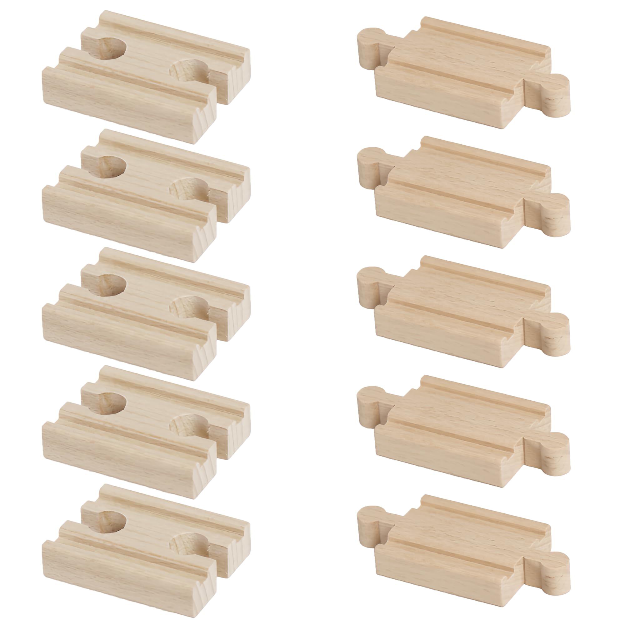 10Pcs Wooden Train Track Connectors Rail Connection Essential Accessories Adapters Compatible with All Wood Toy Railway Brands Tracks for Thomas Wooden Train Track, Brio World Train