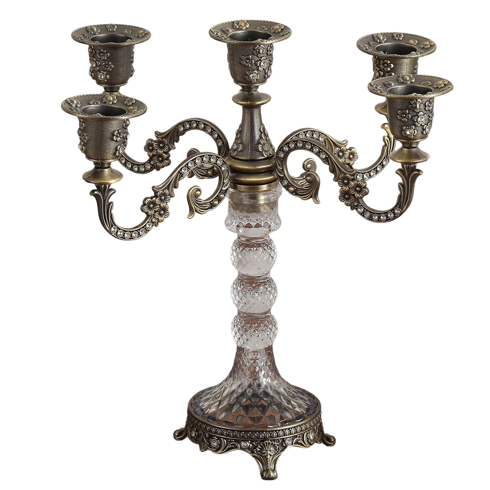 ZEPFJHE Decorative Stands Iron Taper Holders Candelabra Retro Candlestick for Wedding, Table Centerpieces Iron Taper