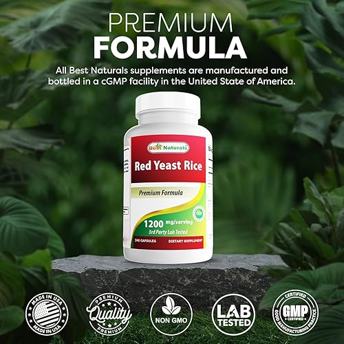 Miniatura 5 de Best Naturals Arroz de levadura roja, 1200 mg por porción, 240 cápsulas, fórmula premium, probado en laboratorio de terceros
