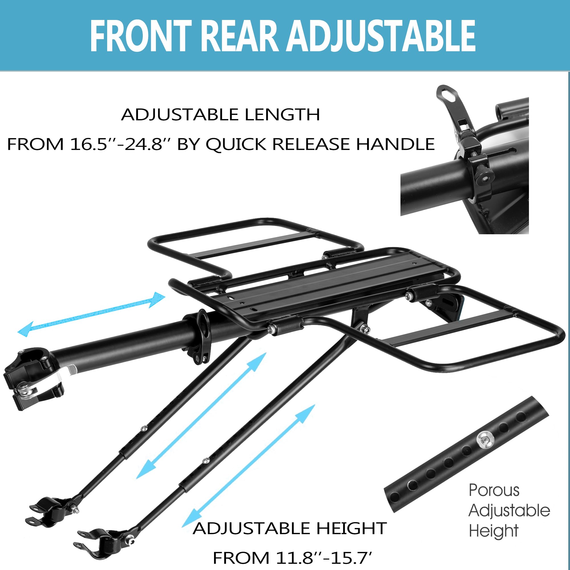 Bike Racks HONGYEA Bike Cargo Rack 220 Lbs Load Bike Rack Full Quick ...