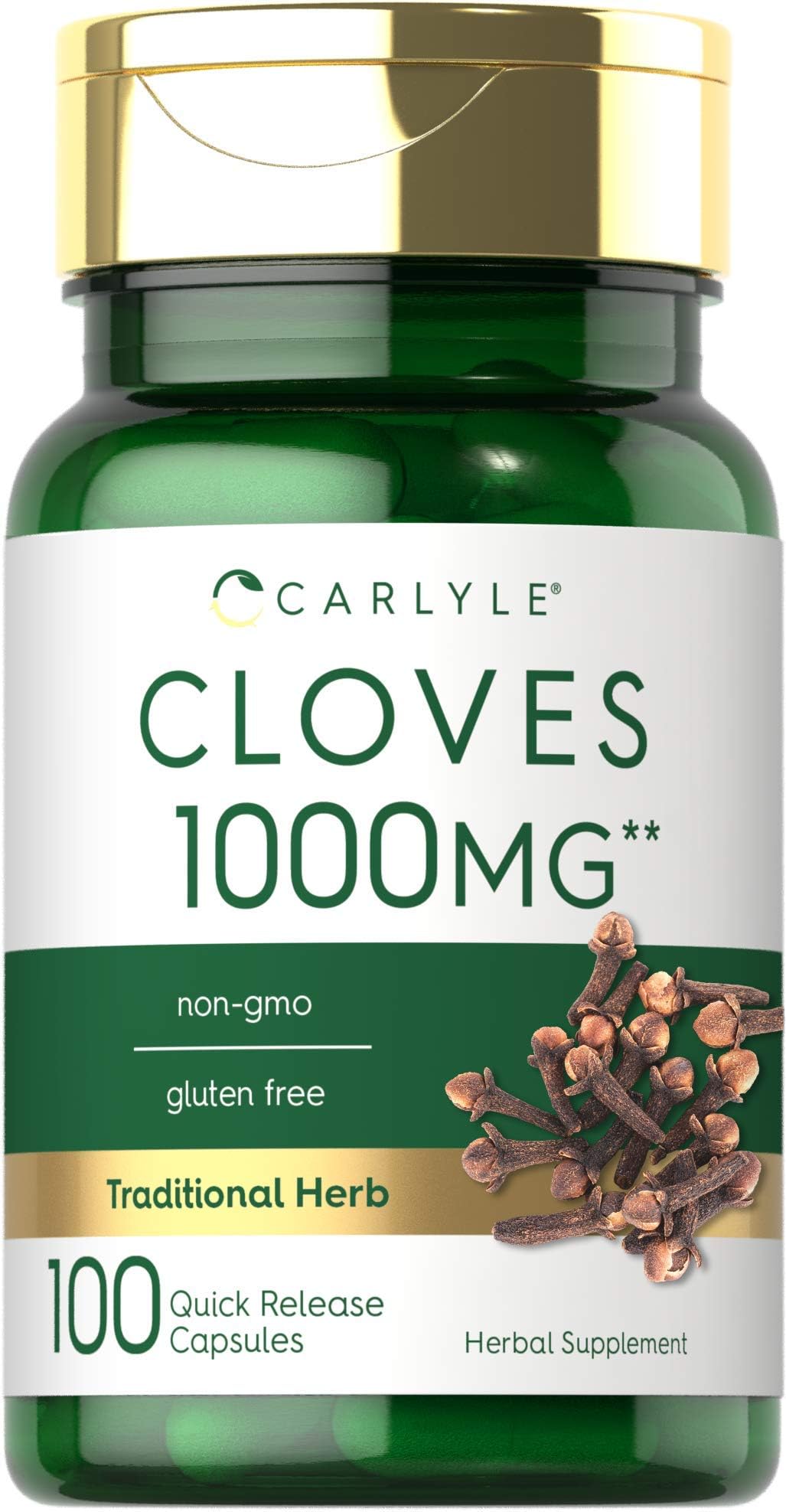 Cloves 1000 mg 100 Capsules - Non-GMO, Gluten Free, Clove Herb Extract Supplement