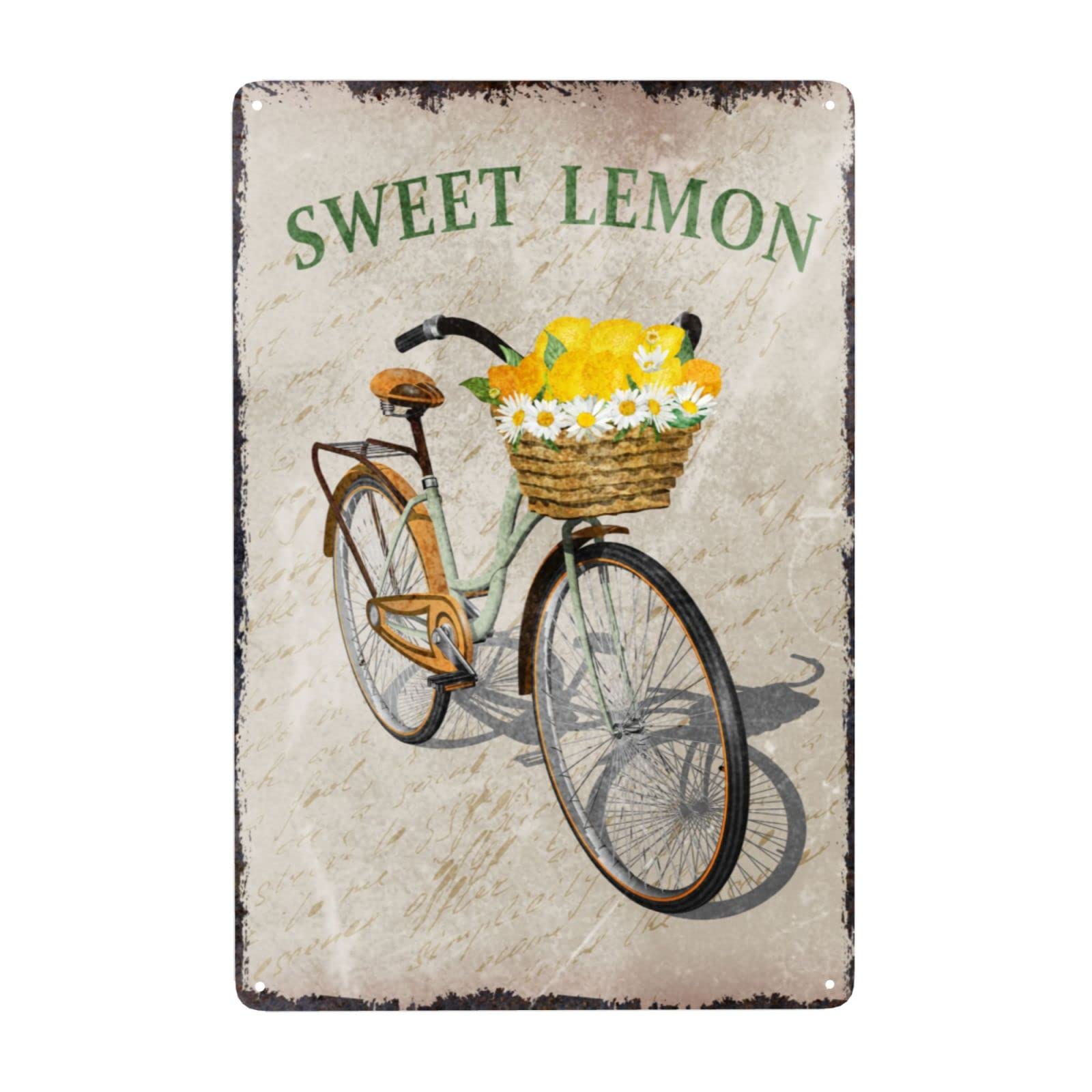 Sweet Lemon Tin Sign, Retro Metal Tin Sign for Street Garage Farm Bar Wall Decor Metal Art Wall Poster 12x8inch