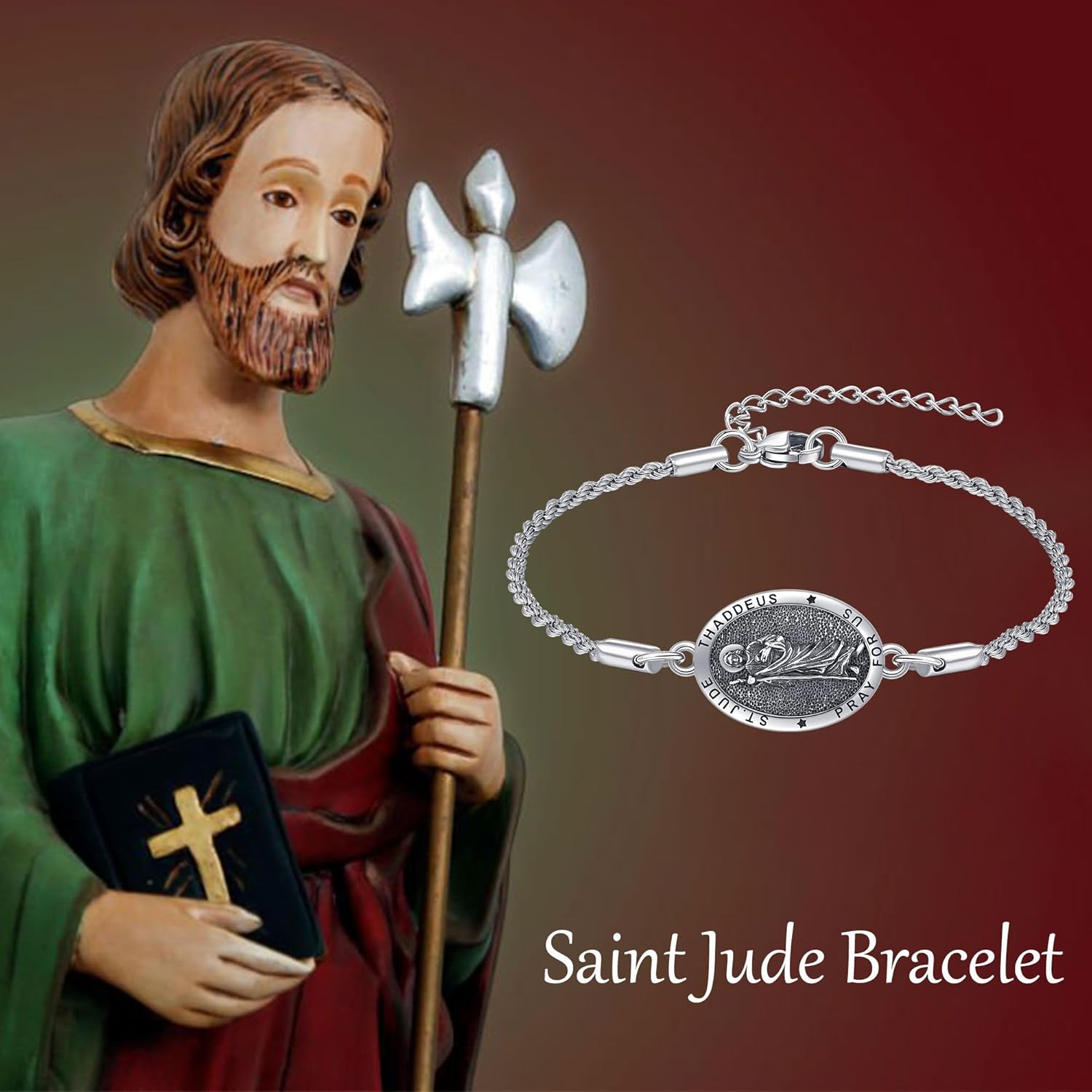 YAFEINI Saint Benedict/Saint Jude/Virgin Mary Bracelet 925 Sterling Silver Religious Bracelets Jewelry Gifts for Women - Image 6