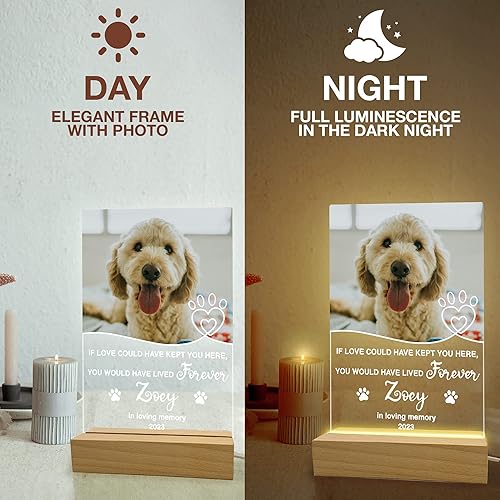 Miniatura 5 de Marco de fotos acrílico con luz nocturna, 6 x 8 pulgadas, gato, acabado brillante, regalo conmemorativo personalizado para perros dueños de mascotas