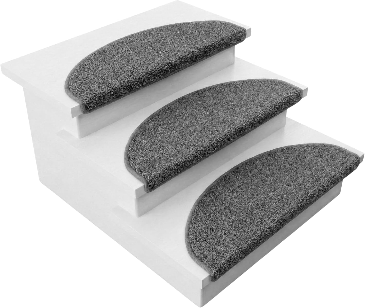 Floordirekt Madrid Semicircular Stair Mats Soft Shaggy Stair Mat for Indoor Use Sound Insulating & Non-Slip Madrid Grey 23.5 x 65 cm