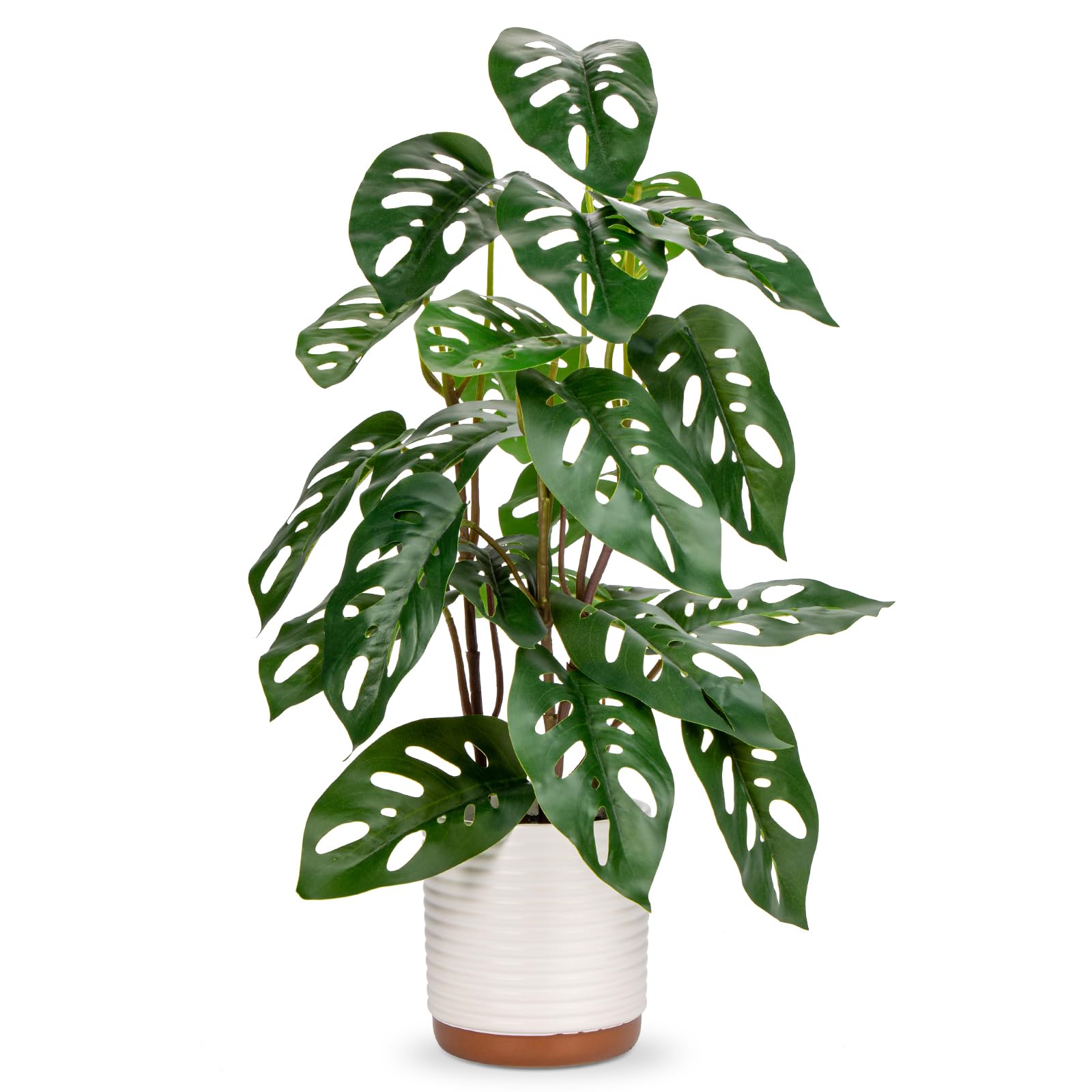 Fake Plants 21.7'' Faux Monstera Plant Tall Artificial Plants Indoor with Pots Faux Plants Fake Potted Plants Artificial Decor Fake Monstera Silk Plants for Home Living Room Bedroom Bathroom Office