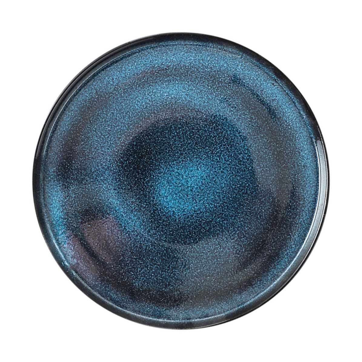 Zerodeko Plato Redondo de Cerámica Azul Borde para Carne y Aperitivos | Acabado Decorativo, Diseño Elegante, Superficie Lisa, Uso Multiusos para Mesa y Servicio Familiar