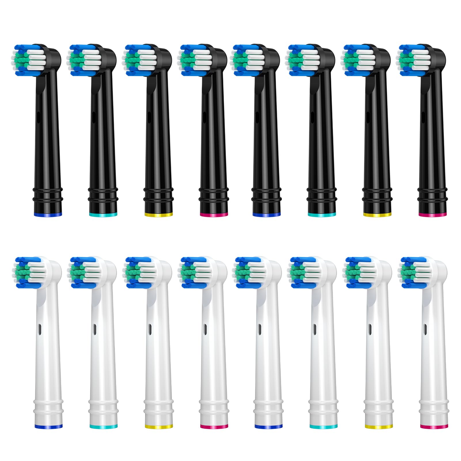 REDTRON Pack de 16 Recambios para Oral B Cepillo de Dientes Eléctrico, Precision Clean Cepillos Electricos Recambio para Oral B Cabezales Fit for Pro Vitality Smart Genius Series, Blanco y Negro