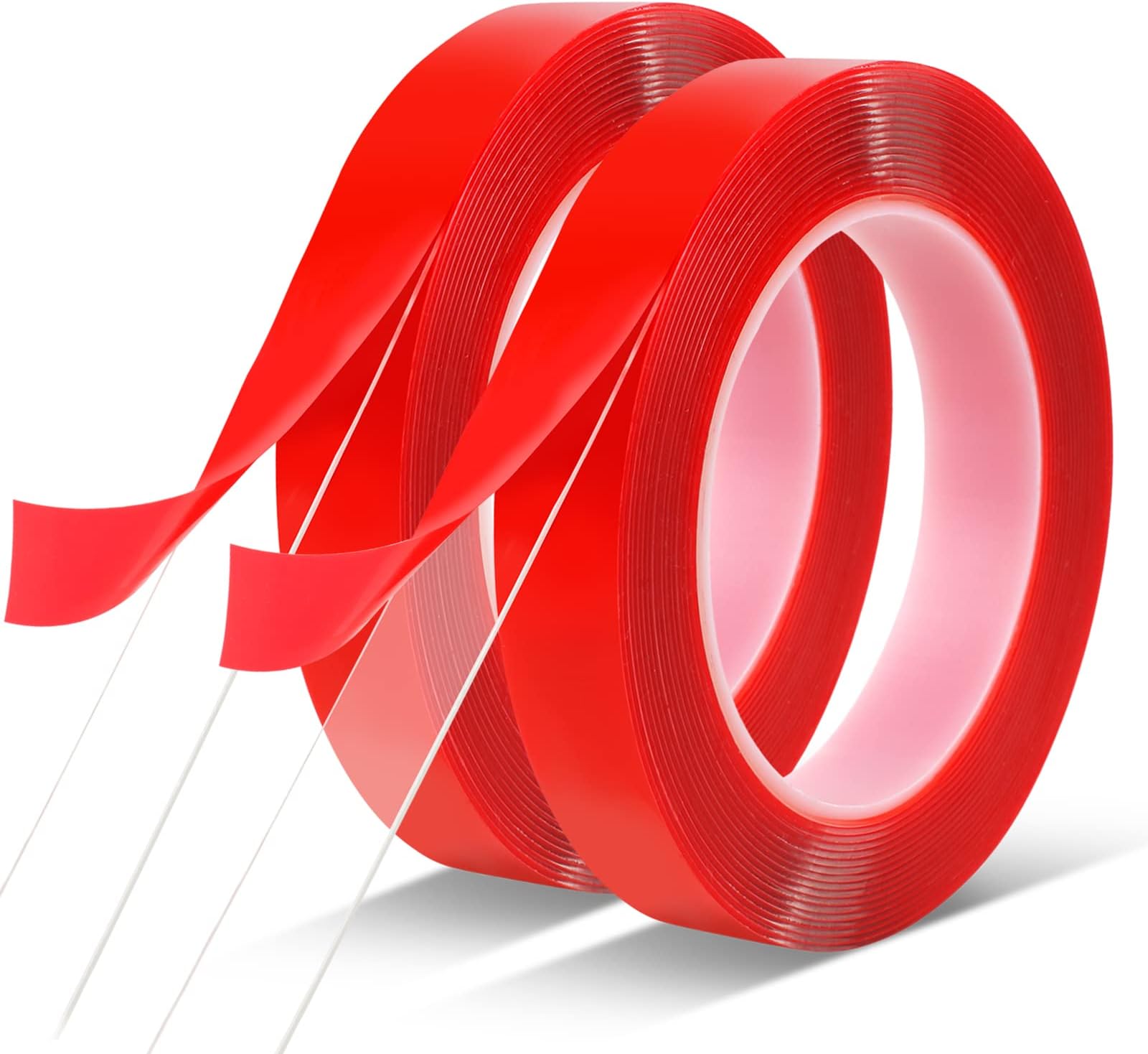 Phinus 2 Pack Double Sided Tape Heavy Duty - 3/4"20' Acrylic Clear Strong Adhesive Waterproof Removable Double Sided Mounting Tape for Carpet Fix, Home Office Wall Decor, DIY Crafts, Car Glass Decor