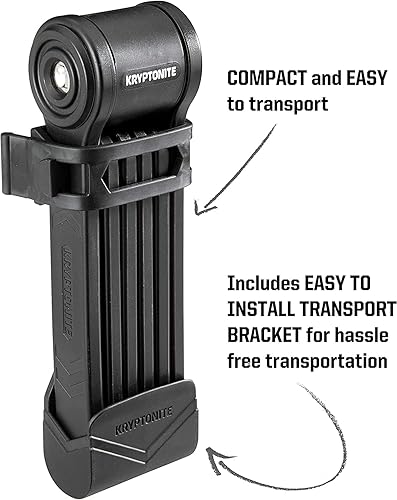 Miniatura 2 de Kryptonite Keeper - Candado plegable para bicicleta, 2.75 pies3.25 pies de largo, compacto, ligero, de alta seguridad, antirrobo, plegable, con 2