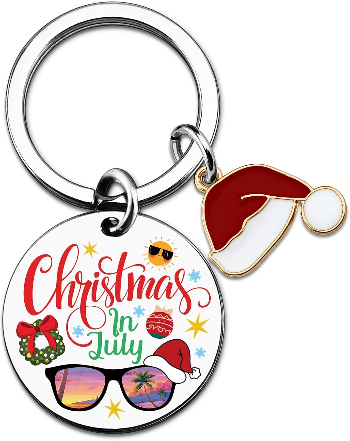 Christmas in July Keychain for Friend Sister Summer Santa Hawaiian Gift