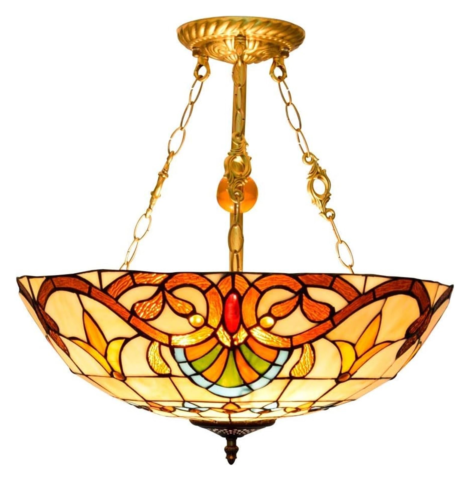 HPTHLY Ceiling Lamp Ceiling Stained Glass Chandelier 20" Baroque Pendant Lamp Style Retro European Tiffany Pendant Light Stained Glass Living Room Bedroom Chandelier