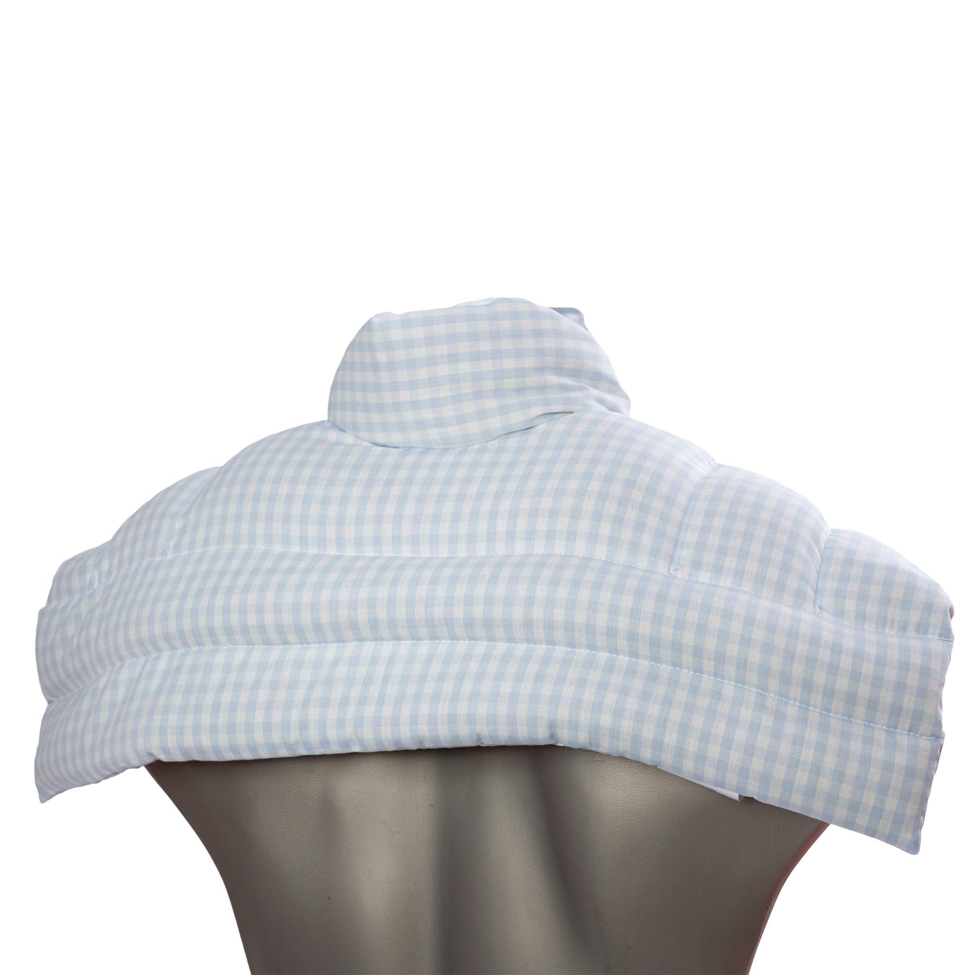 Cuscino termico cervicale XL per collo, spalle e schiena - Cuscino termico con semi di uva - blu chiaro e bianco - Cotone bio/organico