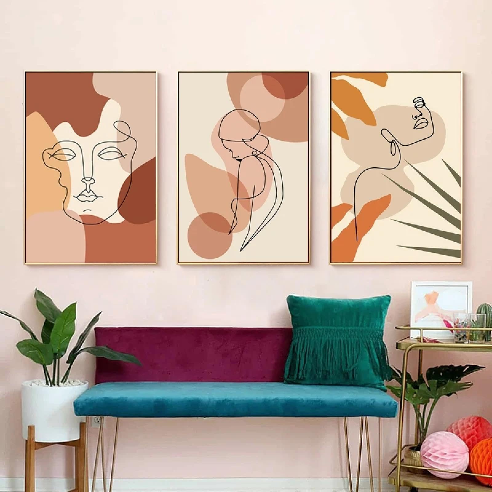 Affiches Boho visage de femme décoration murale triptyque 3 pièces - 8